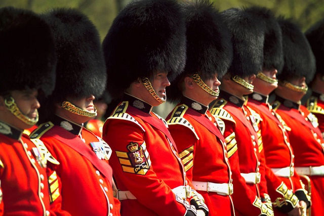 Regiment of the Scots Guards during The Changing of the Guard ceremony at Buckingham Palace
