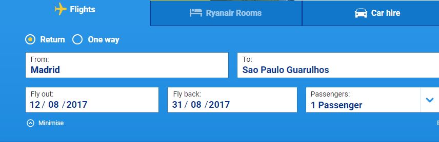 Ryanair vende tickets para o Brasil